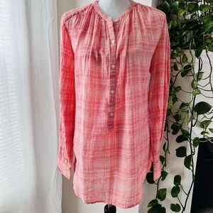 NWT Old Navy Pink 100% Lightweight Indian Cotton Boho Summer Blouse Size Large